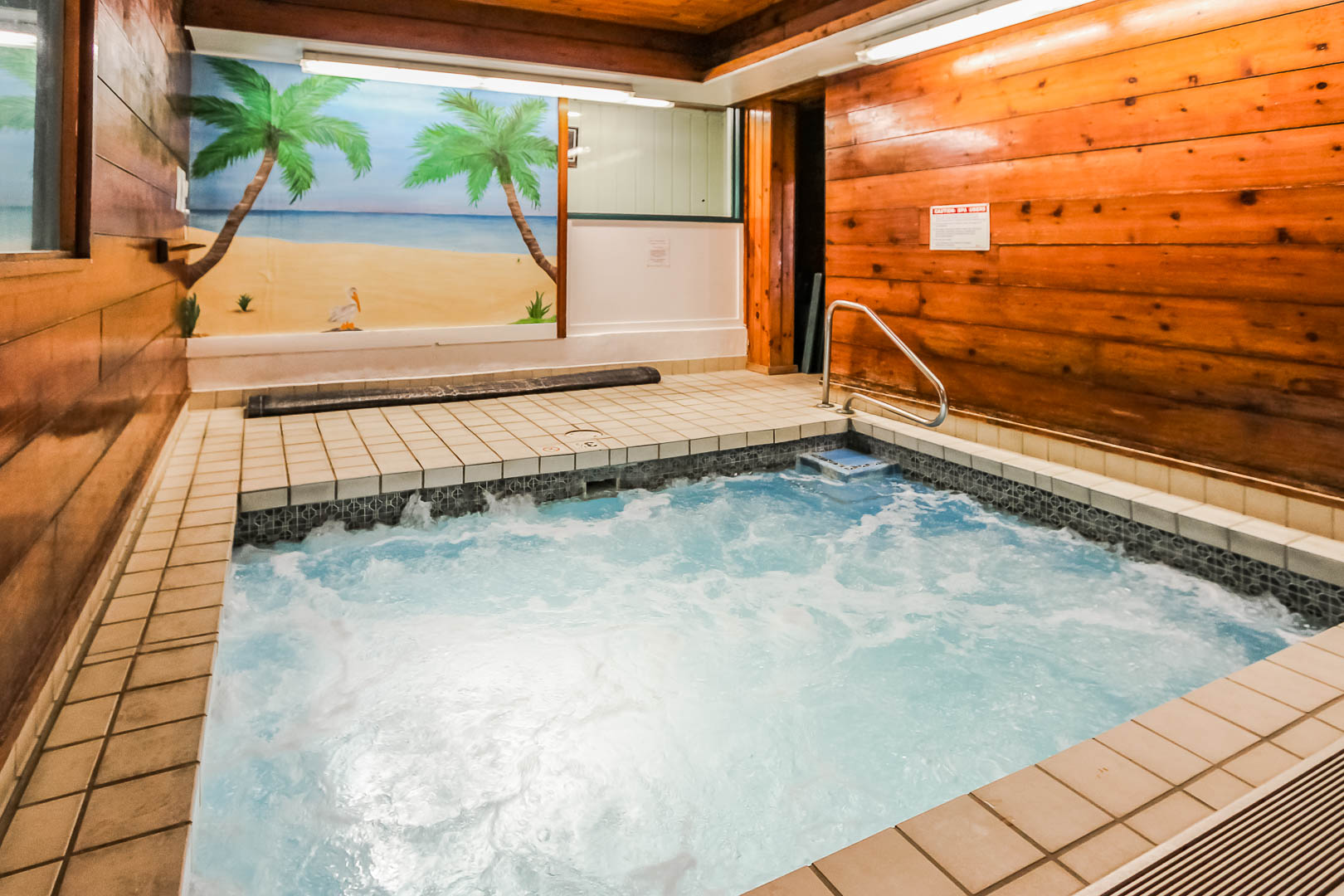 A massive indoor Jacuzzi tub at VRI's Village of Loon Mountain in New Hampshire.